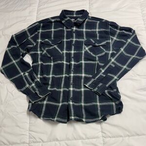 RSQ Men's Dark Blue and Green Checkered Shirt